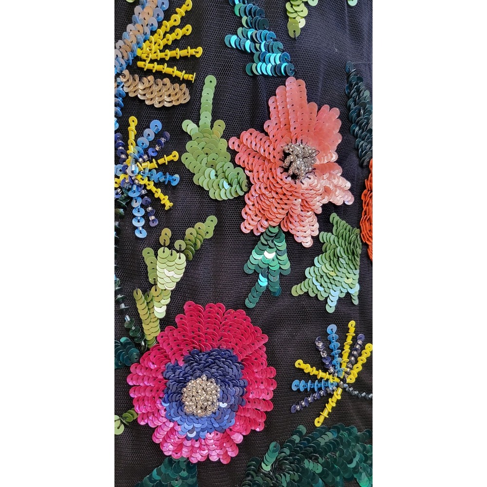 AIDAN Floral Embossed Sequined Cocktail Dress - Picture 8 of 10